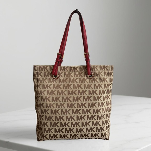 Authentic Michael Kors Signature Tan Pink Tote Bag! - Picture 4 of 14